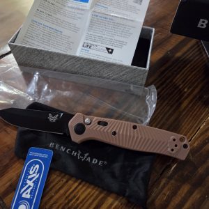 Benchmade Mediator AUTO Folding Knife 3.30" S90V Salmon Cerakote Plain Blade, Milled Black G10 Handles - 8551 BK